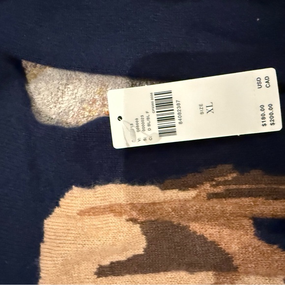 Anthropologie Maeve Intarsia Horse Cashmere Navy Sweater Size XL NWT - Picture 8 of 8